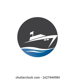 Yatch logo vector design on the sea illustration