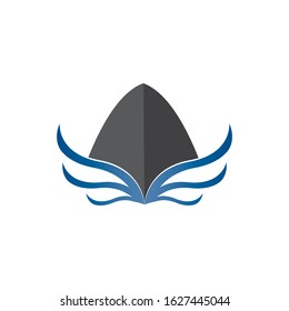 Yatch logo vector design on the sea illustration