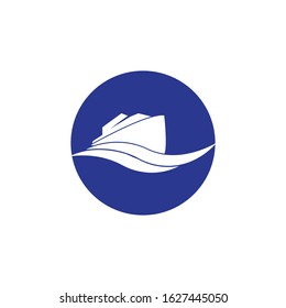 Yatch logo vector design on the sea illustration