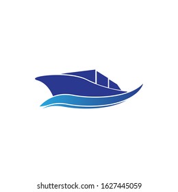 Yatch logo vector design on the sea illustration