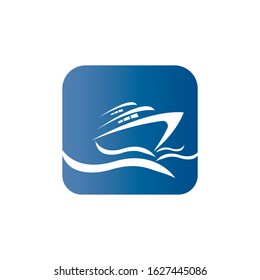 Yatch logo vector design on the sea illustration