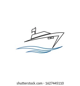 Yatch logo vector design on the sea illustration