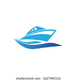 Yatch logo vector design on the sea illustration