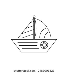 yatch sailing, black and white clipart, coloring page