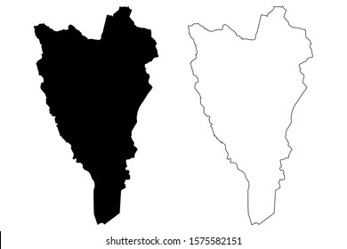 Yauco municipality (Commonwealth of Puerto Rico, Porto Rico, PR, Unincorporated territories of the United States) map vector illustration, scribble sketch Yauco map