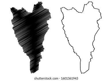 Yauco municipality (Commonwealth of Puerto Rico, Porto Rico, PR, Unincorporated territories of the United States) map vector illustration, scribble sketch Yauco map