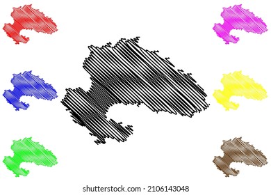 Yavatmal district (Maharashtra State, Amravati Division, Republic of India) map vector illustration, scribble sketch Yavatmal map
