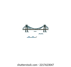 Yavuz Sultan Selim Bridge symbol and city landmark tourist attraction illustration.
