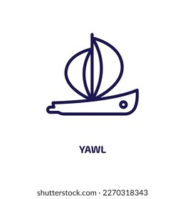 yawl icon from transportation collection. Thin linear yawl, sailboat, sail outline icon isolated on white background. Line vector yawl sign, symbol for web and mobile