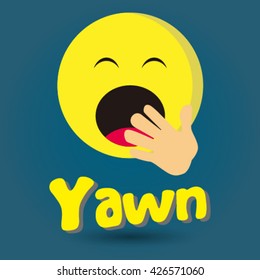 Yawn emoticon. Isolated vector illustration