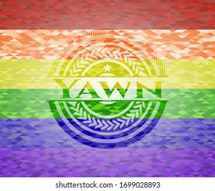 Yawn lgbt colors emblem. Vector Illustration. Mosaic.