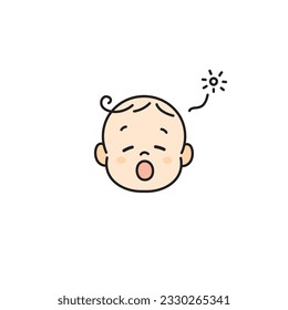 Yawning Baby Face Icon Image