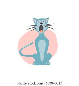 Yawning cat.Vector illustration.