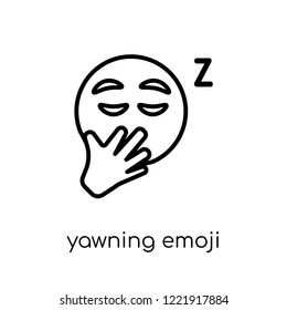 yawning emoji icon. Trendy modern flat linear vector yawning emoji icon on white background from thin line Emoji collection, outline vector illustration