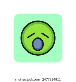 Yawning emoticon line icon. Sleepy, boredom, tired. Emoticon concept. Can be used for topics like emotion, social networking, chat