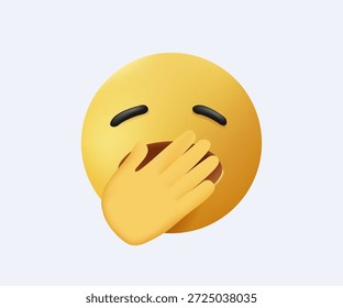 Yawning Face Emoji 3D ilustração vetorial. Bocejando e preguiçoso, acordando para preguiçoso, sonolento ou cochilo. Ícone de emoticon de rosto bocejado para reação de bate-papo