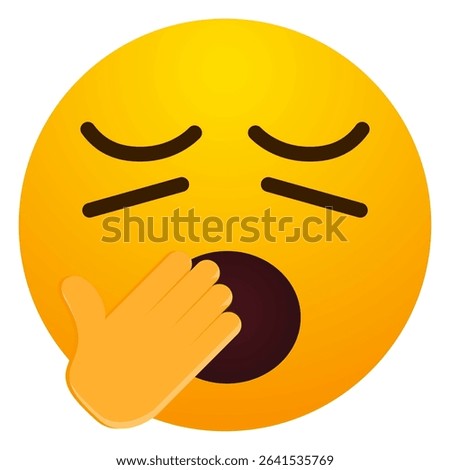 Yawning face emoji with hand over mouth. Tired, sleepy, bored, weary, or ready for bed expression