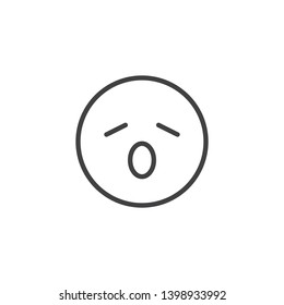 Yawning face emoji line icon. linear style sign for mobile concept and web design. Tired face emoticon outline vector icon. Symbol, logo illustration. Vector graphics