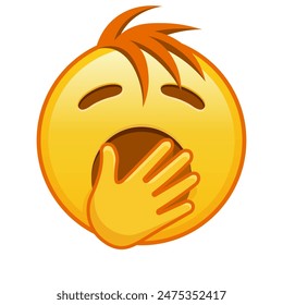 Yawning face Large size of yellow emoji smile with hair