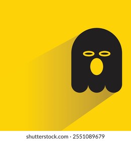 yawning ghost with drop shadow on yellow background