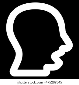 Yawning Head vector icon. Style is linear flat icon symbol, white color, black background.