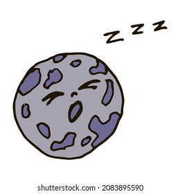 Yawning moon funny hand drawn vector doodle clip art isolated on white background