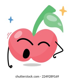 A yawning red apple flat sticker