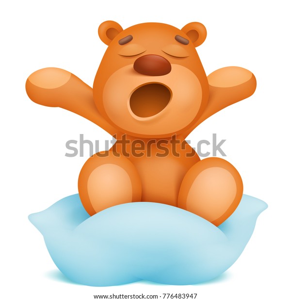 Yawning Teddy Bear Cartoon Character Sitting Animals Wildlife