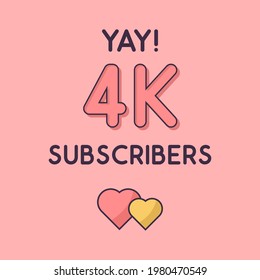 Yay 4k Subscribers celebration, Greeting card for 4000 social Subscribers.