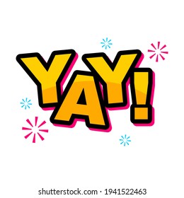 Yay happy expression speech icon design vector