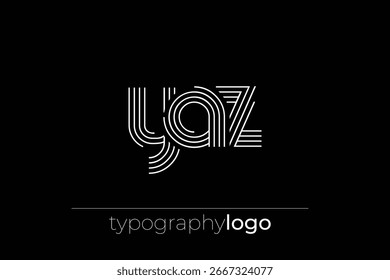 YAZ modern geometric typography logo. Modern and stylish composition featuring a monochromatic typography logo illustration designed with intricate lines.