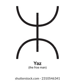 Yaz (símbolo del hombre libre) - Símbolo bereber, símbolo amazigh, significado de símbolos bereberes amazigh norafricanos, vector