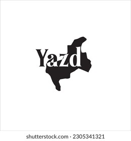 Yazd map and black lettering design on white background