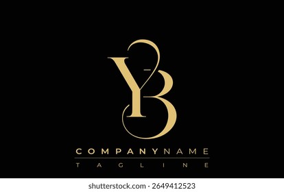 YB Abstract Creative Jewelry Logo. A stylish logo featuring golden monogram initials in an elegant and modern typography, perfect for branding