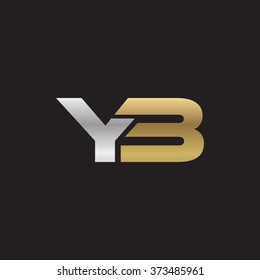 YB company linked letter logo silver gold black background