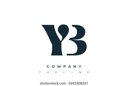 YB Creative Abstract Typografy Logo Design. Elegantes Logo, das mutige Typografie und kreative Formen kombiniert, ideal für Branding- und Identitätslösungen.
