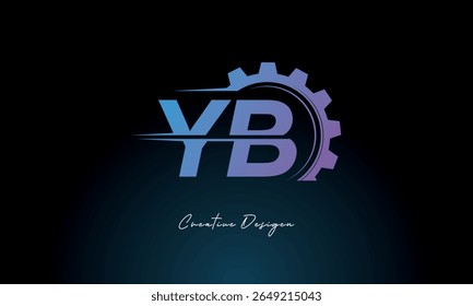 YB Gear Fusion Logo – Industrial Tech-Inspired Letter mark Futuristic Industrial Letter Mark Design for Technology and Engineering Brands.