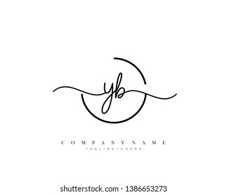 YB initial handwriting logo template vector