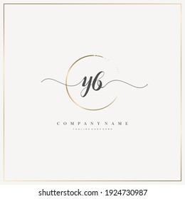 YB Initial Letter handwriting logo hand drawn template vector, logo for beauty, cosmetics, wedding, fashion and business