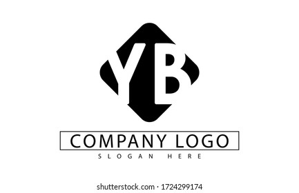 Vector de plantilla de diseño de logotipo de letras iniciales YB en caja redondeada negra