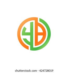 YB initial letters looping linked circle logo orange green
