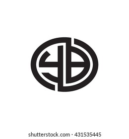 YB initial letters looping linked ellipse monogram logo
