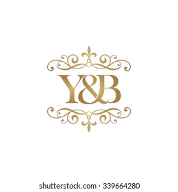 Y&B Initial logo. Ornament ampersand monogram golden logo