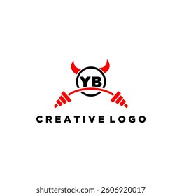 YB initial monogram for fitnes or gym logo with devil style design