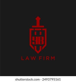 YB initial monogram for law firm with sword and shield logo image