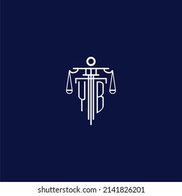 logotipo de monograma inicial YB para la firma de abogados con diseño de vector de escala
