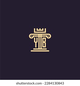YB initial monogram logo for lawfirm with pillar  crown image design