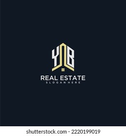 YB initial monogram logo for real estate with home shape creative design