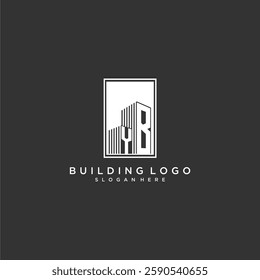 YB initial monogram real estate logo with building creative square style design