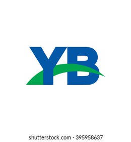 YB initial overlapping swoosh letter logo blue green